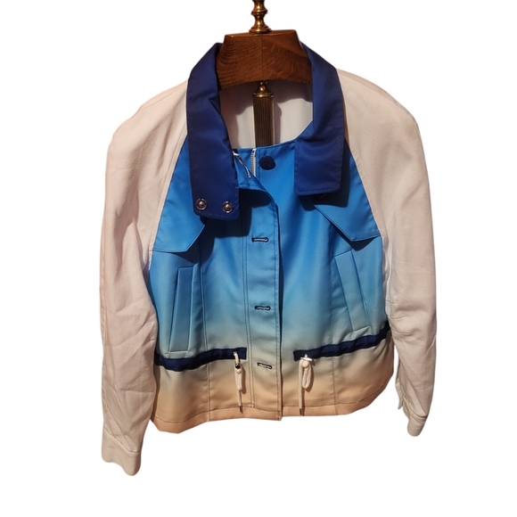 Rebecca Minkoff Blue to Tan Ombre Zip Up Jacket Size Medium - Picture 2 of 10